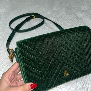 Ralph Lauren emerald green velvet cross body bag.